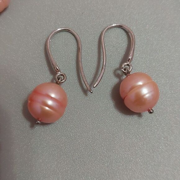 HONORA 925 Pink Freshwater Baroque Pearls Demi Parure Necklace Earrings Bracelet - Picture 3 of 8